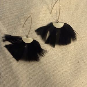 Black feather earrings